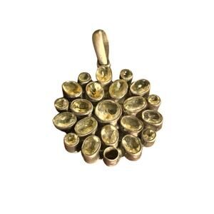 Vintage Citrine and Sterling Silver Pendant, Large